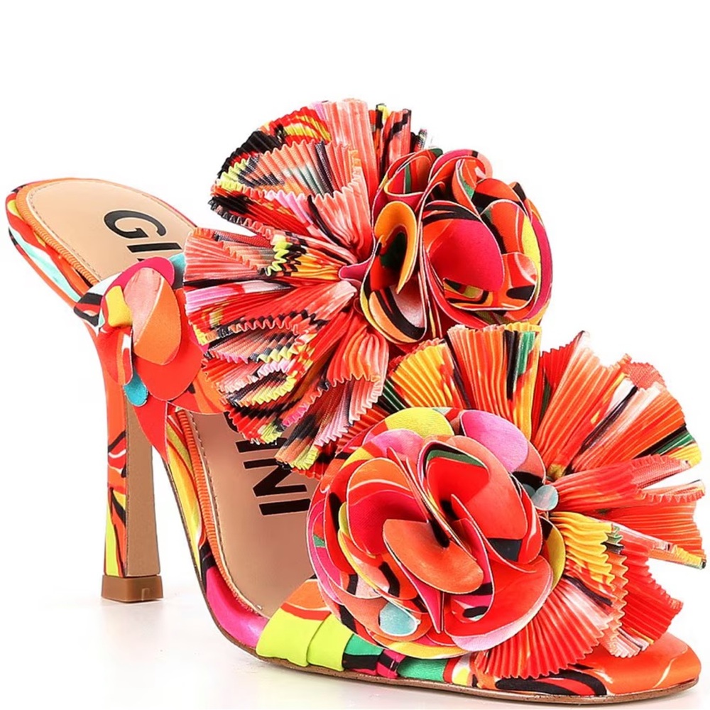 Hardaway Abstract Printed Ruffle Dress Slide Sandals